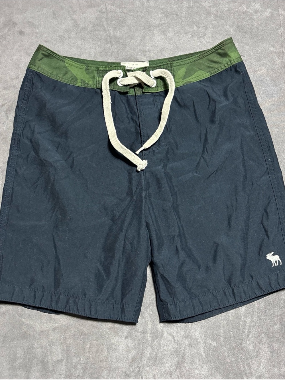 Abercrombie & Fitch Swim Shorts Mens Medium Blue Camo Drawstring Trunks Beachy
